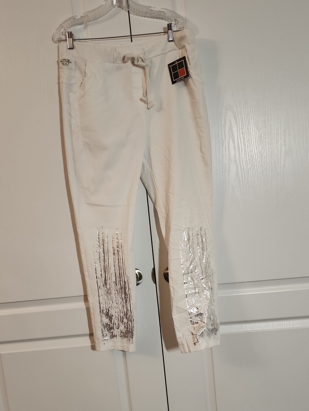 New Pull-On Pants with Silver Foil Detail made in Italy